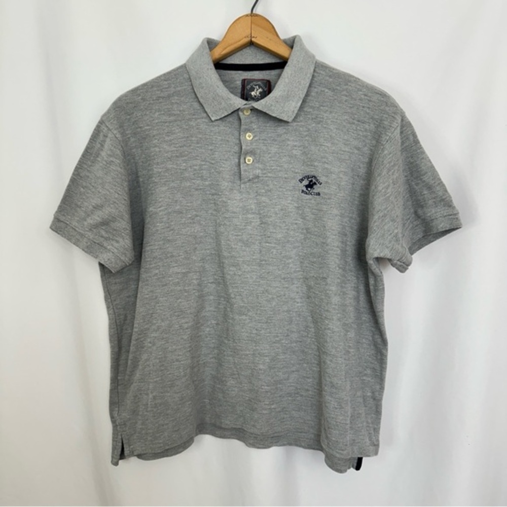 Beverly Hills Polo Club Polo Shirt Mens Large Modern Fit Gray 1/4‎ Button